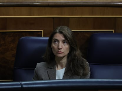 La ministra de Justicia, Pilar Llop, en el Congreso el 20 de abril.