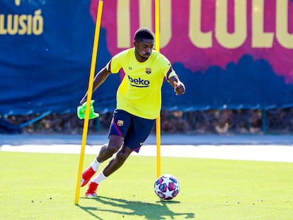 Dembélé, durante un entrenamiento en la Ciudad Deportiva del Barcelona.