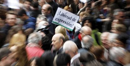 Concentraci&oacute;n de periodistas en el D&iacute;a de la Libertad de Prensa de 2012.