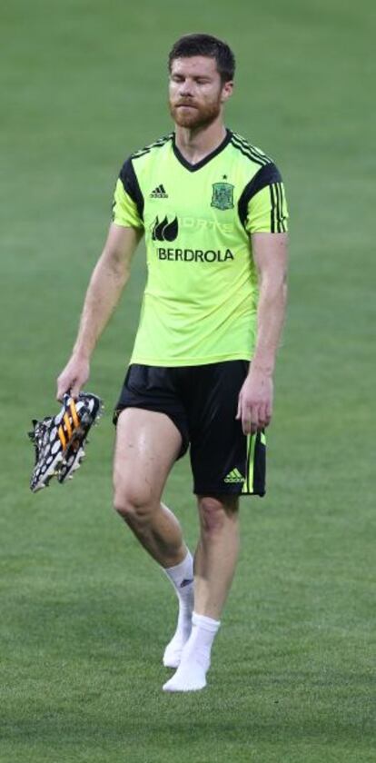 Xabi Alonso dspués de un entrenamiento en Washington