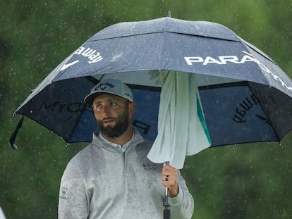 Jon Rahm, este sábado en el hoyo 18 de Augusta.