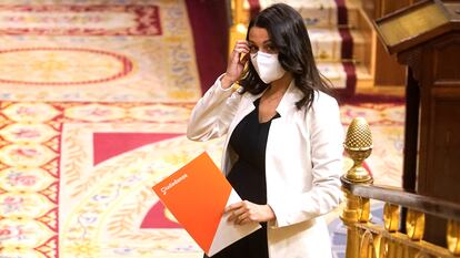 La presidenta de Ciudadanos, Inés Arrimadas, en el pleno de este jueves.