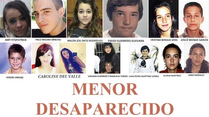 Fotos de los doce menores desaparecidos en España cuyos casos siguen sin resolverse.