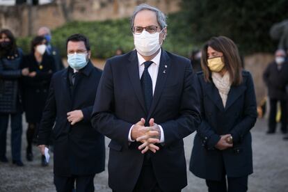 Quim Torra en la ofrenda floral en la tumba de Lluís Companys el 15 de octubre.