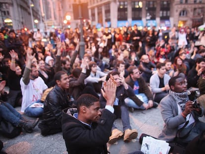 Manifestantes de 'Occupy Wall Street', en Foley Square, en 2011.