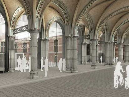 Recreación virtual de las cuatro entradas que se construirán en el pasaje del Rijksmuseum de Amsterdam según el proyecto definitivo de Cruz y Ortiz.
Diseño del futuro Centro de Estudio del Rijksmuseum de Amsterdam.