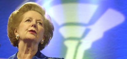 La exprimer ministra britnica Margaret Thatcher en un acto del Partido Conservador en 2001.