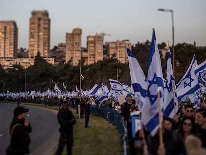 Protesta frente al Parlamento israelí, este lunes en Jerusalén.