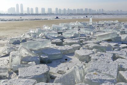 El próximo día 5, Harbin inaugurará la mayor ciudad de hielo de la historia. El XVIII <a href="http://elviajero.elpais.com/elviajero/2015/02/06/actualidad/1423235190_882100.html" target="_blank">Festival Internacional de Hielo y Nieve</a> de la capital de la provincia china de Heilongjiang se está construyendo en superlativo. Sin duda, los faraones del antiguo Egipto estarían asombrados: 10.000 obreros utilizan 150.000 metros cúbicos de hielo extraído del río Songhua para construir diferentes estructuras en un gigantesco recinto de 800.000 metros cuadrados. Y eso solo en uno de los tres parques que abrazan el intenso frío para atraer a unos dos millones de visitantes que gastarán unos 150 millones de euros para acceder al mayor espectáculo del invierno. El Viajero ha conseguido autorización para visitarlos como muy pocos lo ven: en construcción.<br>En total, se habrán utilizado casi 300.000 metros cúbicos de hielo en unos dos millones de metros cuadrados. Los parques estarán abiertos hasta marzo, en función de la temperatura. Los precios de admisión son de 330 yuanes (45 euros) en el caso del Festival Internacional de Hielo y de Nieve, y de 240 yuanes (30 euros) en el caso de Snow World. En el centro de la ciudad también hay un parque más pequeño, el de Zhaolin, con esculturas de hielo y pequeñas construcciones. La entrada cuesta 150 yuanes (20 euros).