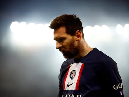 Lionel Messi, durante el partido del PSG ante el Bayern en la Champions League.