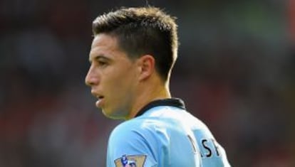 Nasri, durante un partido con el City.