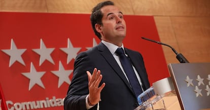 El vicepresidente, consejero de Deportes, Transparencia y portavoz de la Comunidad de Madrid, Ignacio Aguado.