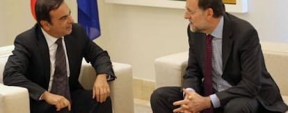 El presidente del Gobierno, Mariano Rajoy, se entrevista con el presidente de Renault y Nissan, Carlos Ghosn.