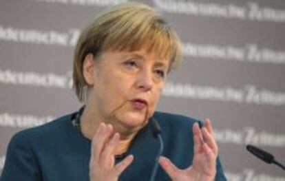 Angela Merkel, ayer en un acto en Berlín