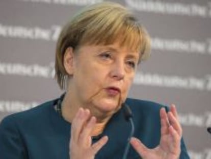 Angela Merkel, ayer en un acto en Berl&iacute;n