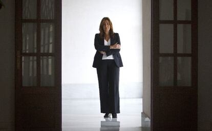 La consejera andaluza de la Presidencia, Susana Díaz, el pasado jueves tras la entrevista, en la sede del Parlamento autónomo.