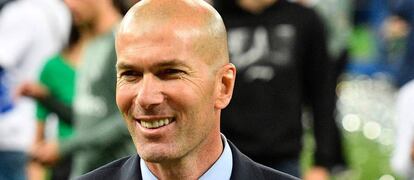 Zinedine Zidane, ex entrenador del Real Madrid, tras ganar la 13ª Liga de Campeones del club.