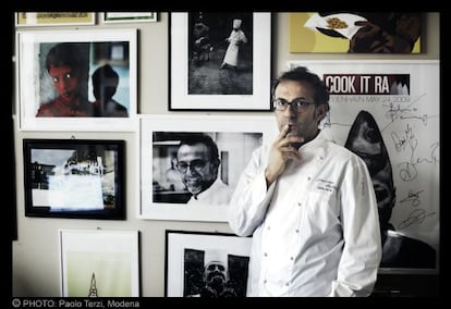 Massimo Bottura, pictured here in his restaurant in Modena, has been the victim of what he says are inaccurate reviews on TripAdvisor.