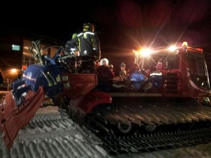 Skiers were brought down from the top of the resort by snowplows.