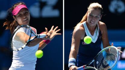 Na Li y Dominika Cibulkova, durante sus partidos de semifinales