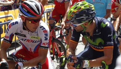 Purito y Valverde, durante la Vuelta a España.