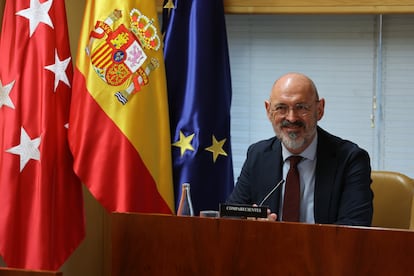 Joaquín Goyache, rector de la Universidad Complutense de Madrid, durante su comparecencia en la Asamblea de Madrid el 13 de noviembre.