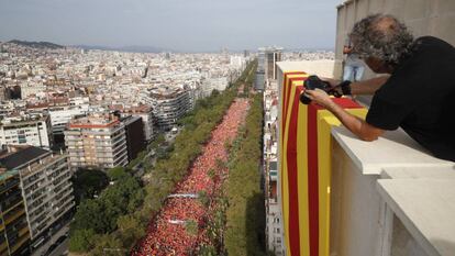 Imagen de la manifestación de la Diada, en la Avenida Diagonal de Barcelona, el año pasado.
