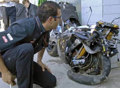 Estado en que quedó la moto de Taro Segikuchi, que sufrió fractura de la pelvis y de dos costillas.