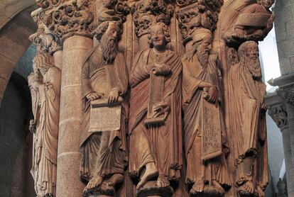 Detalle del Pórtico de la Gloria de la Catedral de Santiago de Compostela.