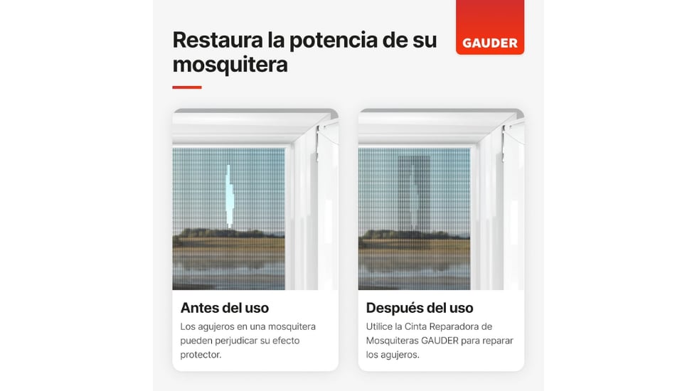 Esta cinta para reparar mosquiteras se puede recortar a medida.