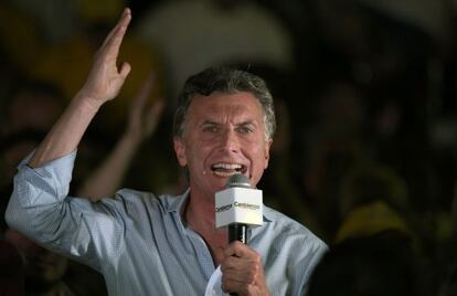 El candidato Mauricio Macri, durante su cierre de campa&ntilde;a. 