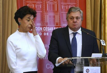 Leopoldo y Antonieta, padres del opositor venezolano Leopoldo Lopez, en la entrega del premio Palabra a Lilian Tintori en la Casa de América, este jueves.