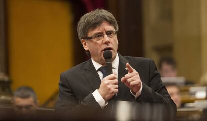 Carles Puigdemont ahir al Parlament.