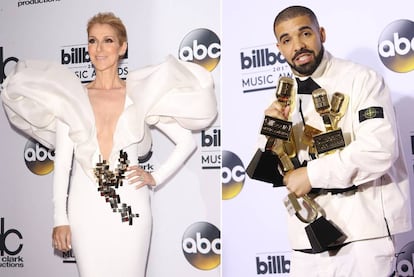 Los cantantes C&eacute;line Dion y Drake.