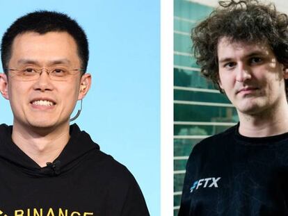 Los fundadores de Binance, Changpeng Zhao, y FTX, Sam Bankman-Fried.