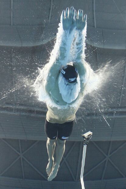 Michael Phelps, en los 200m mariposa de ayer.