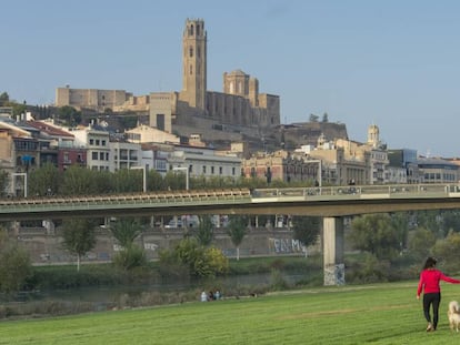 La Seu Vella de Lleida desde el río Segre.