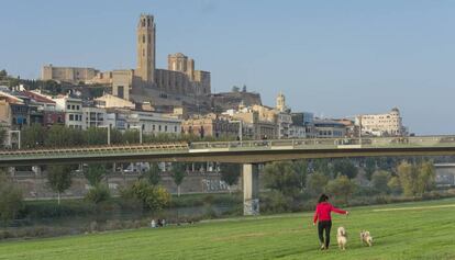 La Seu Vella de Lleida desde el río Segre.