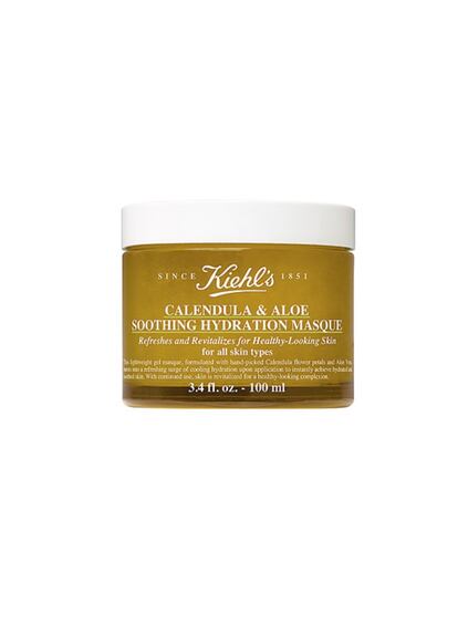 Para todo tipo de pieles, la mascarilla de Caléndula y Aloe Vera de Kiehl's deja tu piel hidratada, calmada y fresca en 5 minutos.