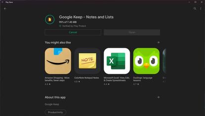 Play Store de Android dentro de Windows 11.