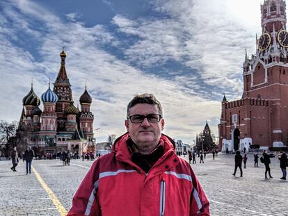 Mark Galeotti, en la plaza Roja de Moscú, en marzo de 2019, en una foto de su archivo personal.