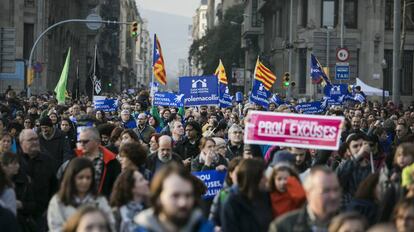 Manifestacion en favor de la acogida de refugiados el pasado sábado en Barcelona.