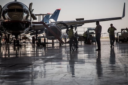 El hangar de Aeroméxico en el aeropuerto de Ciudad de México, durante la pandemia de la covid-19.