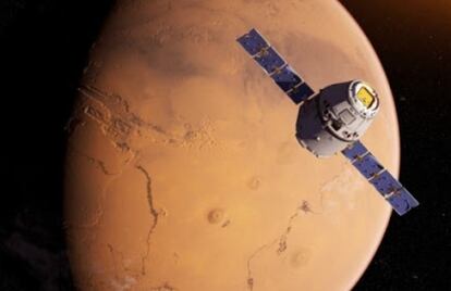 La sonda 'Tianwen-1', recreada en su aproximación a Marte.