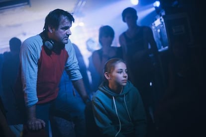 Kornél Mundruczó e Zsófia Psotta, na filmagem de 'White God'.