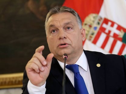  Viktor Orban speaks en una conferencia de prensa en Viena, el 24 de septiembre. 