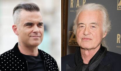 Robbie Williams (izquierda) y Jimmy Page (derecha), en 2018.