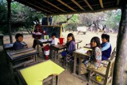 Niños en una escuela en las cercanías de El Impenetrable, al norte de Argentina.