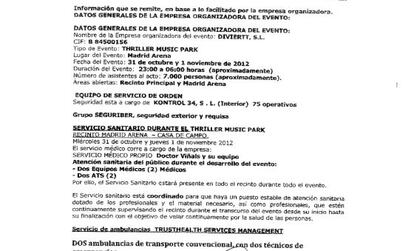 Documento que estima en 7.000 la previsión de asistentes a la fiesta.