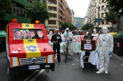 Un momento de la protesta de los trabajadores de Ambuibérica.